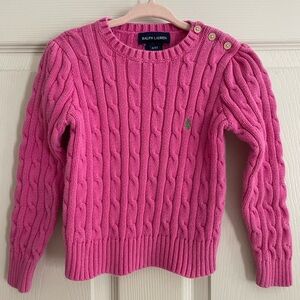 Ralph Lauren Toddler Girl Pink Cable Knit Sweater